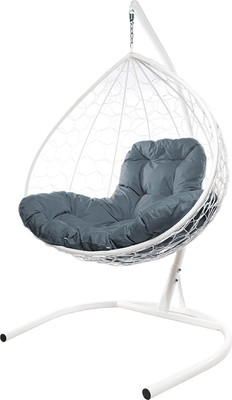 Кресло подвесное M-Group XL / 11120109 (белый ротанг/серая подушка)