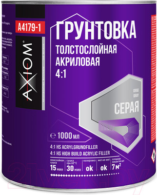 Грунтовка автомобильная Axiom A4179-1 (1л, серый)