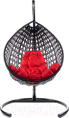 Кресло подвесное M-Group Капля Люкс / 11030406 (черный ротанг/красная подушка)