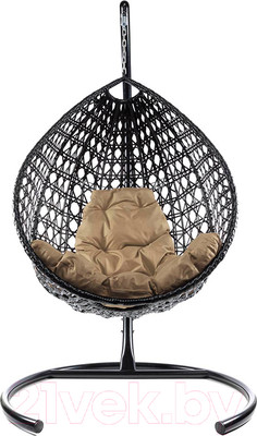 Кресло подвесное M-Group Капля Люкс / 11030401 (черный ротанг/бежевая подушка)