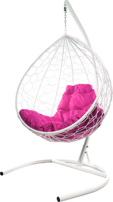Кресло подвесное M-Group Капля / 11020108 (белый ротанг/розовая подушка)