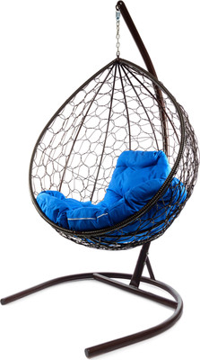 Кресло подвесное M-Group Капля / 11020210 (коричневый ротанг/синяя подушка)