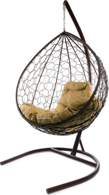 Кресло подвесное M-Group Капля / 11020201 (коричневый ротанг/бежевая подушка)