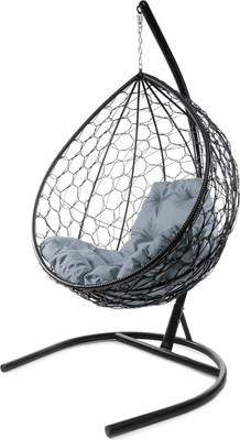Кресло подвесное M-Group Капля / 11020409 (черный ротанг/серая подушка)