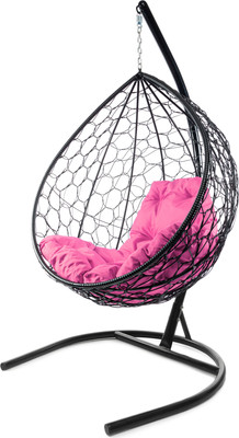 Кресло подвесное M-Group Капля / 11020408 (черный ротанг/розовая подушка)