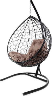 Кресло подвесное M-Group Капля / 11020405 (черный ротанг/коричневая подушка)