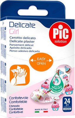Пластырь Pic Solution Delicate Girl С антибактериальной подушечкой (19x72мм, 24шт)