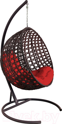 Кресло подвесное M-Group Круг Люкс / 11060206 (коричневый ротанг/красная подушка)