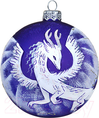 Шар новогодний Декарт Летучий дракон 8Ш0060 (10см, синий)