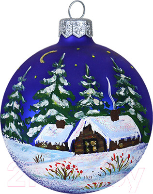 Шар новогодний Декарт Крещенские морозы 8Ш0065 (8см, синий)