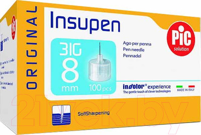 Набор игл для подкожных инъекций Pic Solution Insupen Original G31 0.25x8мм (100шт)