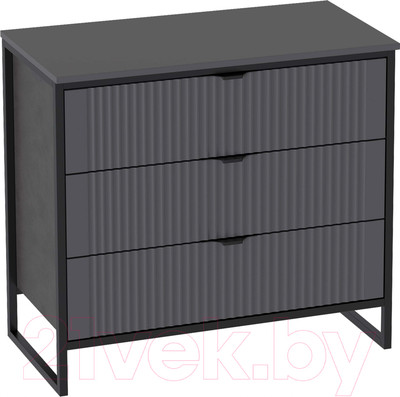 Комод Мебельград Нора 3 ящика (металл бруклин/графит)
