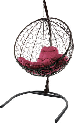 Кресло подвесное M-Group Круг / 11050402 (черный ротанг/бордовая подушка)