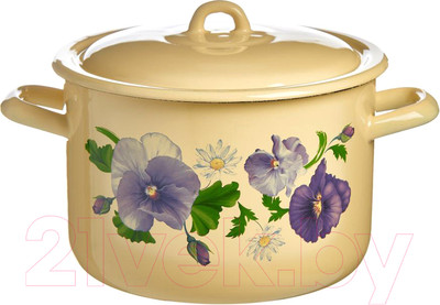 Кастрюля Лысьвенские эмали Анютины глазки С-16111/4 КмЭ (2.9л)