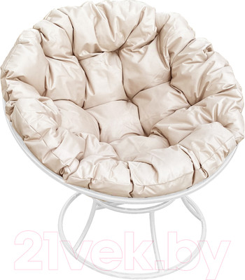 Кресло садовое M-Group Папасан 12010101 (белый/бежевая подушка)