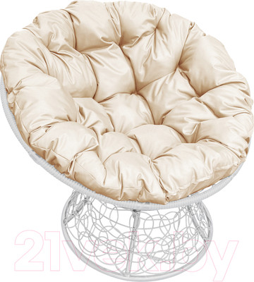 Кресло садовое M-Group Папасан 12020101 (белый ротанг/бежевая подушка)