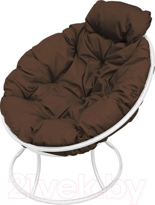 Кресло садовое M-Group Папасан мини / 12060105 (белый/коричневая подушка)