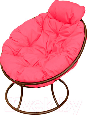 Кресло садовое M-Group Папасан мини / 12060208 (коричневый/розовая подушка)