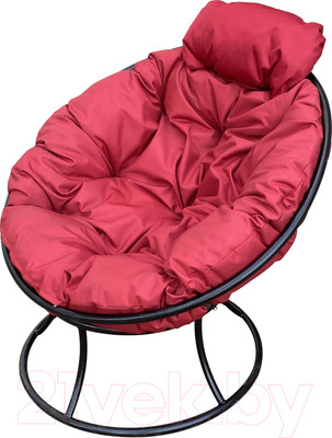 Кресло садовое M-Group Папасан мини / 12060406 (черный/красная подушка)