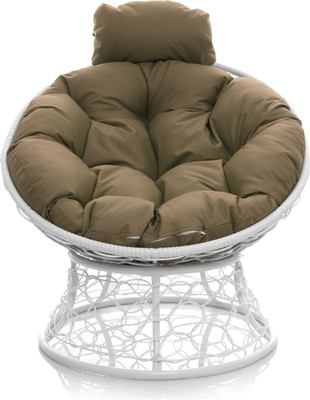 Кресло садовое M-Group Папасан мини / 12070101 (белый ротанг/бежевая подушка)