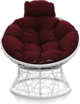 Кресло садовое M-Group Папасан мини / 12070102 (белый ротанг/бордовая подушка)