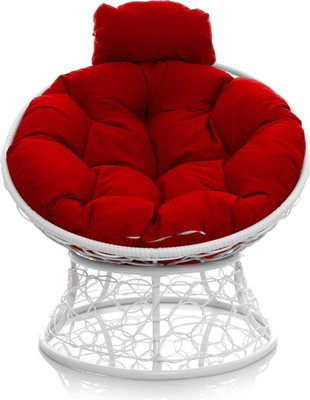 Кресло садовое M-Group Папасан мини / 12070106 (белый ротанг/красная подушка)