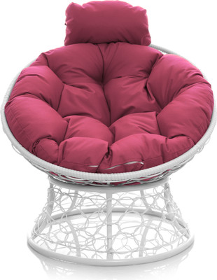 Кресло садовое M-Group Папасан мини / 12070108 (белый ротанг/розовая подушка)