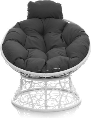 Кресло садовое M-Group Папасан мини / 12070109 (белый ротанг/серая подушка)