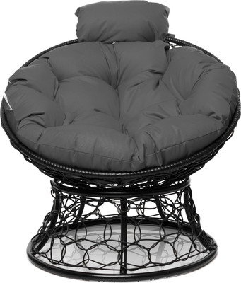 Кресло садовое M-Group Папасан мини / 12070409 (черный ротанг/серая подушка)