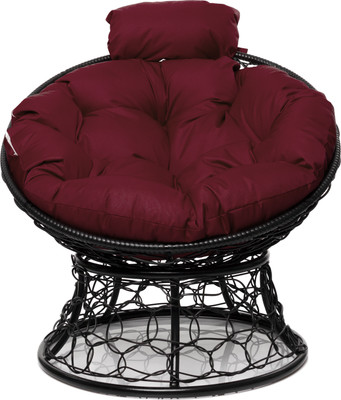 Кресло садовое M-Group Папасан мини / 12070402 (черный ротанг/бордовая подушка)