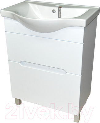 Тумба с умывальником Гамма Р25оФ8-У65 Альбатрос-10065 (фасад белый)