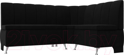 Уголок кухонный мягкий Лига Диванов Кантри 113 правый / 60334 (микровельвет, черный)