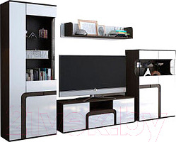 Горка для гостиной Горизонт Мебель Марсель (венге/белый глянец)