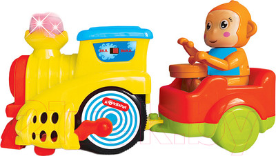 Поезд игрушечный Азбукварик Веселый паровозик / 4680019284309 (желтый)