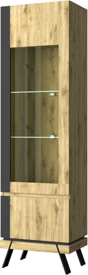 Шкаф с витриной Anrex Street 1V1D L (дуб наварра/черный)