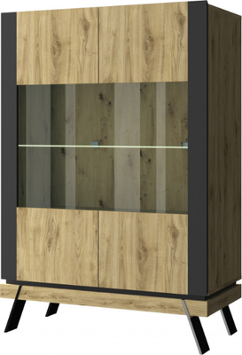 Шкаф с витриной Anrex Street 2V (дуб наварра/черный)