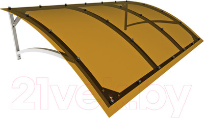 Козырек ИМпласт Скат Цинк 1400х950 Янтарь (с сотовым поликарбонатом 6мм)