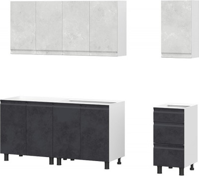 Кухонный гарнитур SV-мебель Вельвет 2.0 (белый/бетон снежный/бетон графит)