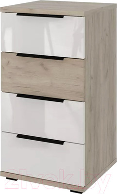 Комод Stolline Альянс 4 ящика / 435.10 (дуб крафт/белый глянец)