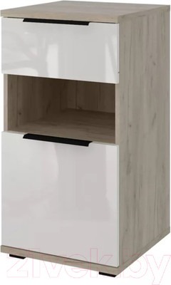 Тумба в прихожую Stolline Альянс 1 ящик 1 дв. / 435.11 (дуб крафт/белый глянец)