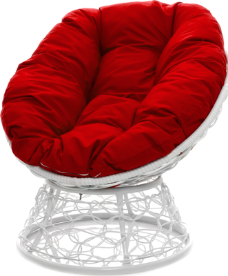 Кресло садовое M-Group Пончик / 12320106 (белый ротанг/красная подушка)