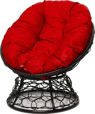 Кресло садовое M-Group Пончик / 12320406 (черный ротанг/красная подушка)