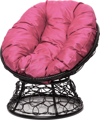 Кресло садовое M-Group Пончик / 12320408 (черный ротанг/розовая подушка)
