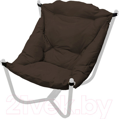 Кресло садовое M-Group Чил / 12360105 (белый/коричневая подушка)