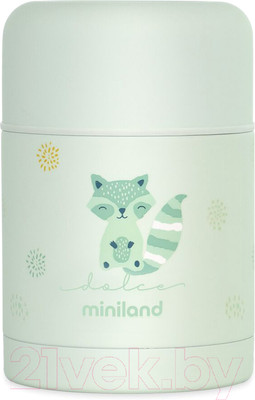 Термос для еды Miniland Thermy Dolce / 89489 (600мл, бирюзовый/енот)