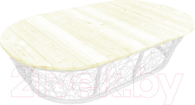 Стол садовый M-Group Мамасан овальный / 19060100 (белый с ротангом)