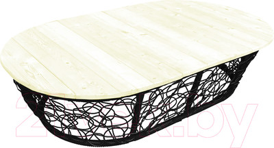 Стол садовый M-Group Мамасан овальный / 19060400 (черный с ротангом)