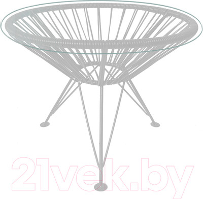 Стол садовый M-Group Ракушка со стеклом / 19140100 (белый с ротангом)