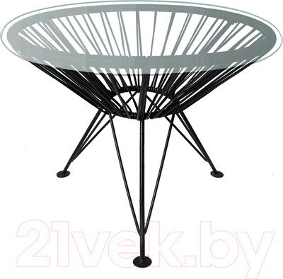 Стол садовый M-Group Ракушка со стеклом / 19140400 (черный с ротангом)