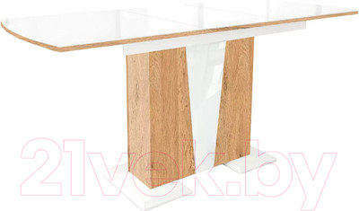Обеденный стол Stolline Фрегат (белый/дуб катания/стекло)